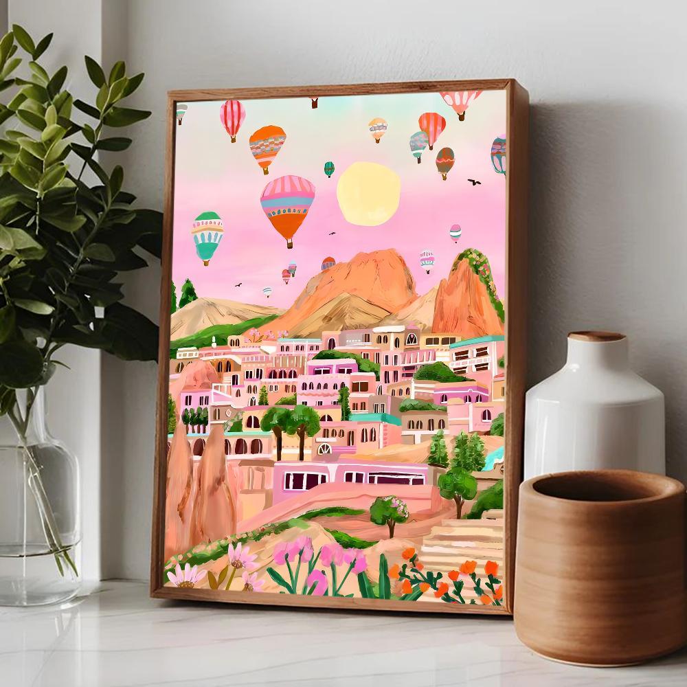 Flowers Mountain Lake Colorful Poster Nature Landscape Travel Decor Poster HD Quality Wall Art Retro Posters for Home Room Decor