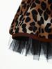 Girls Prehistoric Cave Costume Leopard Print V Neck Sleeveless Mesh Puffy Dress with Built In Briefs
