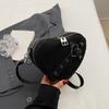 Y2K Heart Shape Shoulder Bags Versatile Small Rivet Crossbody Bag Solid Color PU Leather Bags for Women Girl Trendy Bag