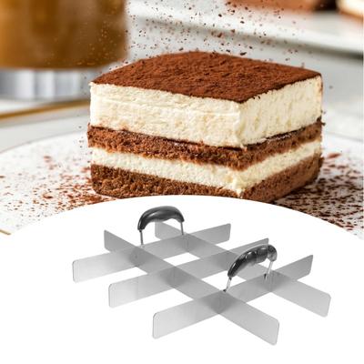 Kráječ na dorty pro rovnoměrné plátky Nerezový čtvercový dělič dortů s rukojetí Dezertní nástroje pro koláč Fondant Flan Krájení Domácí
