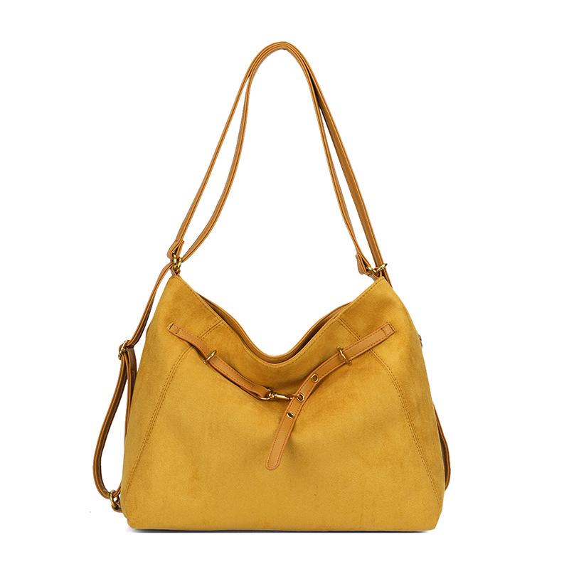 

Женский рюкзак и сумка-тоут кроссбоди класса люкс 2025 винтаж большой вместимости из искусственной замши жёлтый