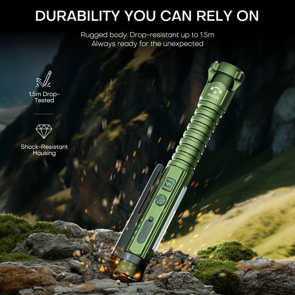 Red Laser Pointer Light EDC 700 Lumens Rechargeable Portable Flashlight With Infrared Light UV Function Magnetic Clip And Base Window Breaker