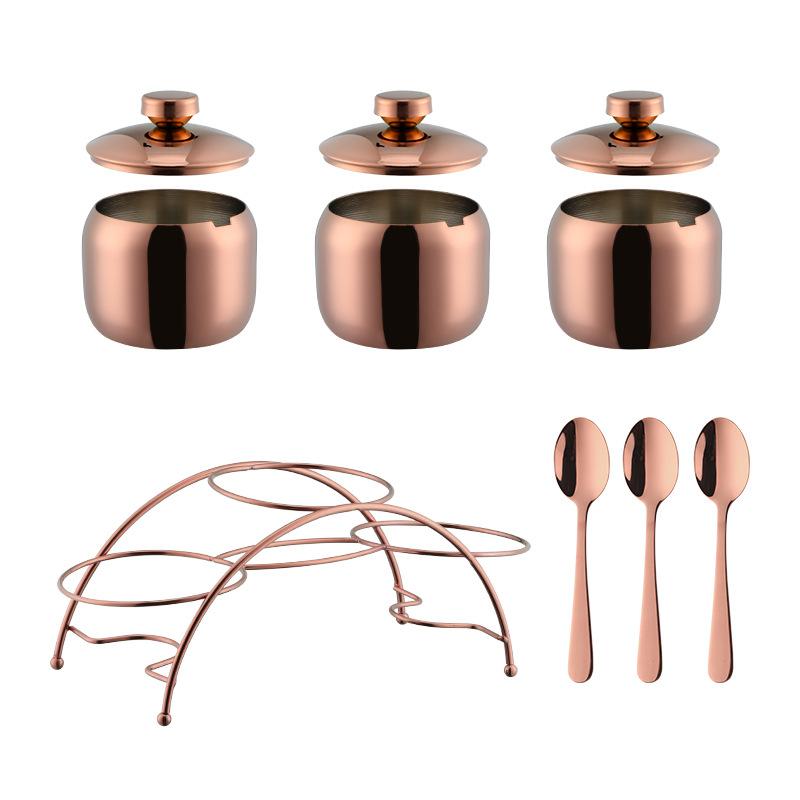 stainless steel seasoning jar Seasoning Jars Korean Style Condiment Pot Spice Container with Lid Salt Organizer Kitchen Tools