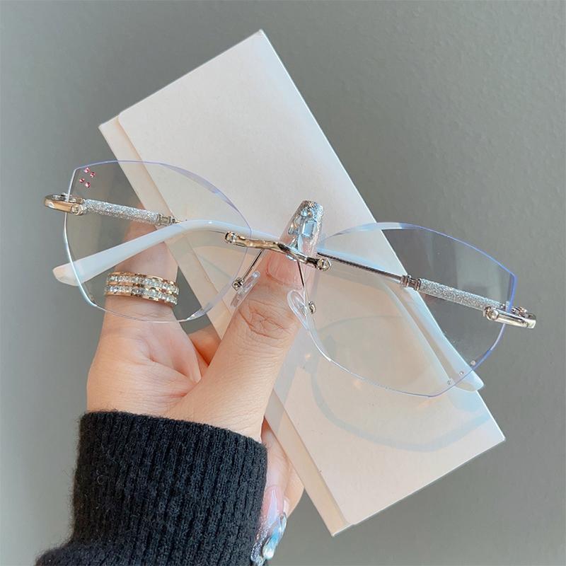 Anti-blue Light Glasses Cat Eye Metal Eyewear Women Rimless Luxury Eyeglasses Blue Light Blocking Man Lady Computer Eyeglas