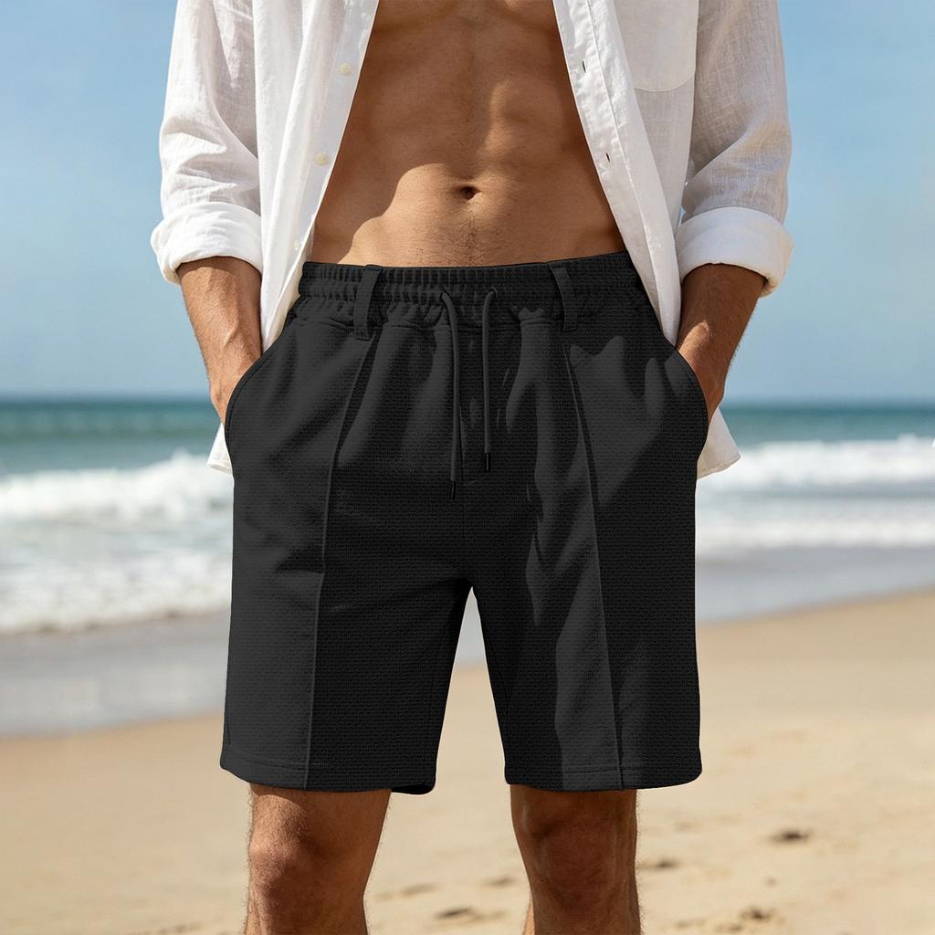 Men's Breathable Mesh Sports Shorts - Drawstring Elastic Waist, Straight-leg, Five-pocket Pants