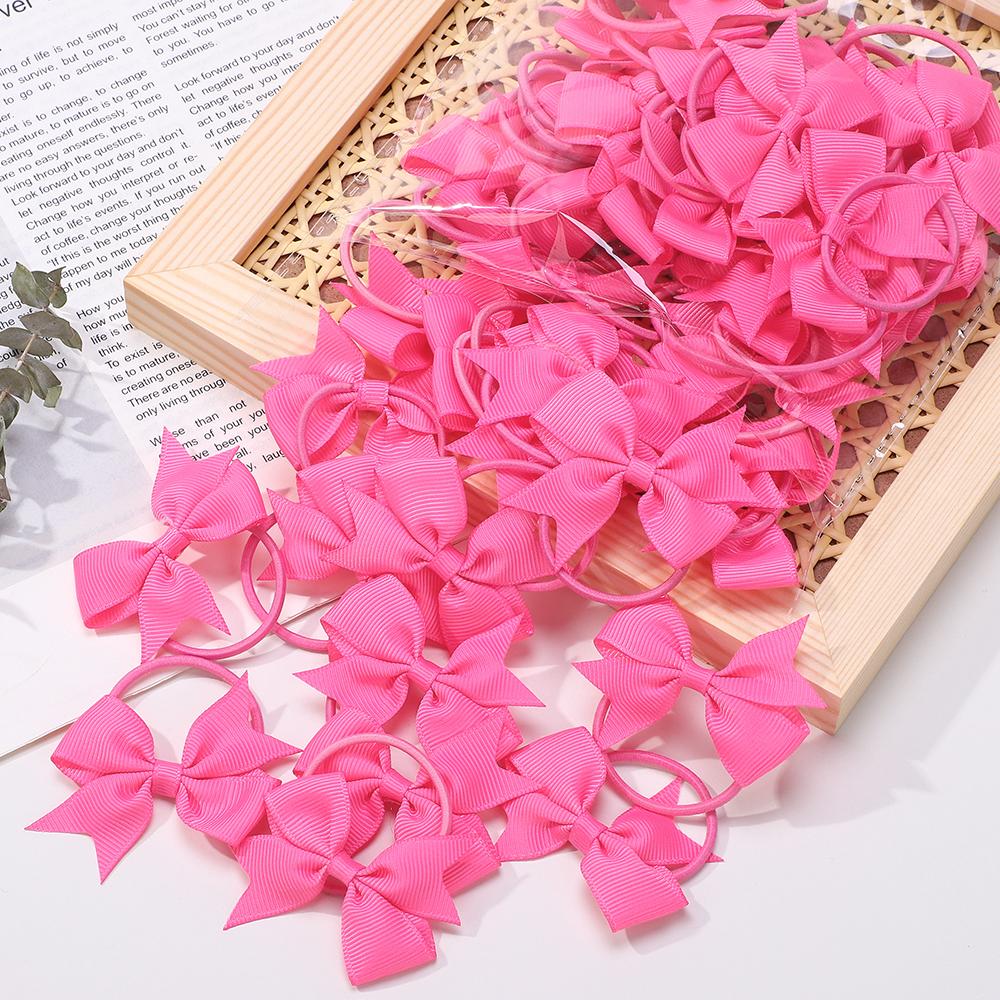 20Pcs/lot Girls Ribbon Hair Bows Rubber Band Kids Lovely Cheer Bowknot Hairband Boutique Children Headband headdress BABY BOWS