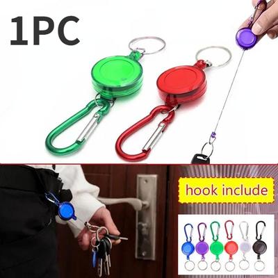 1PC Anti Thief Keychain Multifunkční zatahovací vícebarevný odznak naviják na klíče Skipas