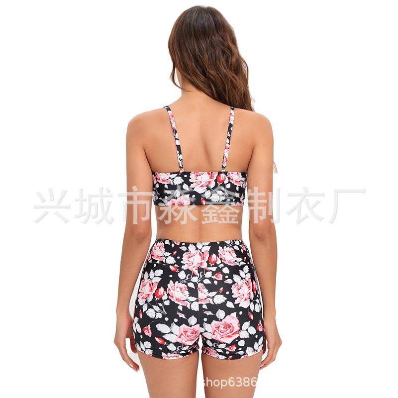 Women S Split Swimsuit Tie Side Bikini Briefs Floral Print Female Swimwear
