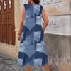 GMXIA Frühling Sommer Damenmode Denim Print Damen Kleid Frauen