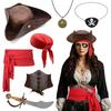 Cariban Pirate Costume Accessories 7PCS Hat And Headscarf Set Practical Polyester For Theme Parties
