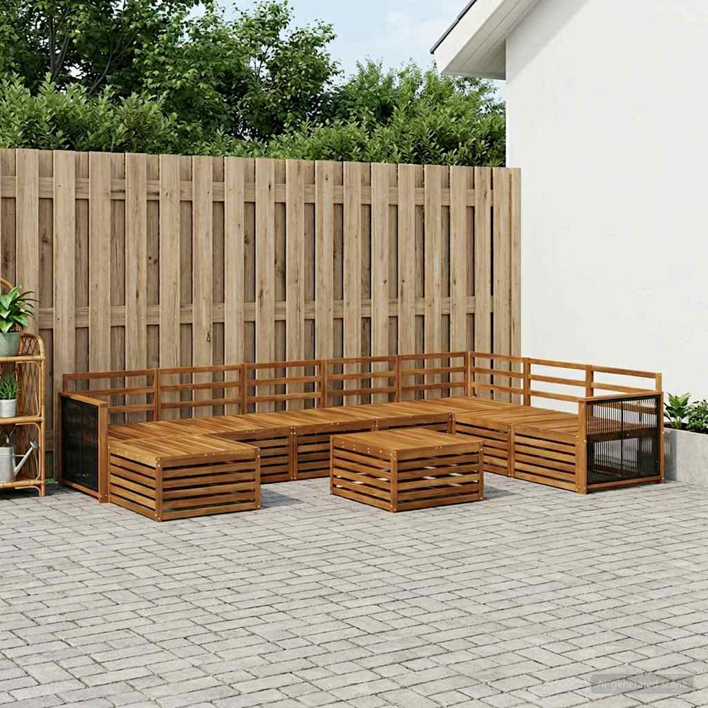 Outdoor Sofa Set 9 Pcs Natural Solid Acacia Wood