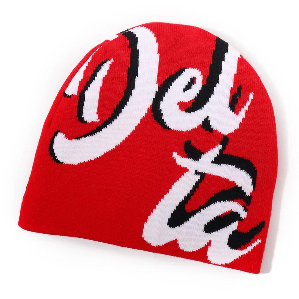 Acrylic Alphabet Knit Cap With Ear Protection For Cold Weather Fashion красный