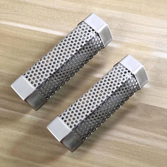 Pellet Tube Stainless Steel BBQ Smoke Tube with Ventilation Holes Heat-Resistant Easy To Clean Reusable Smoke Grill Tube Camping Accessories