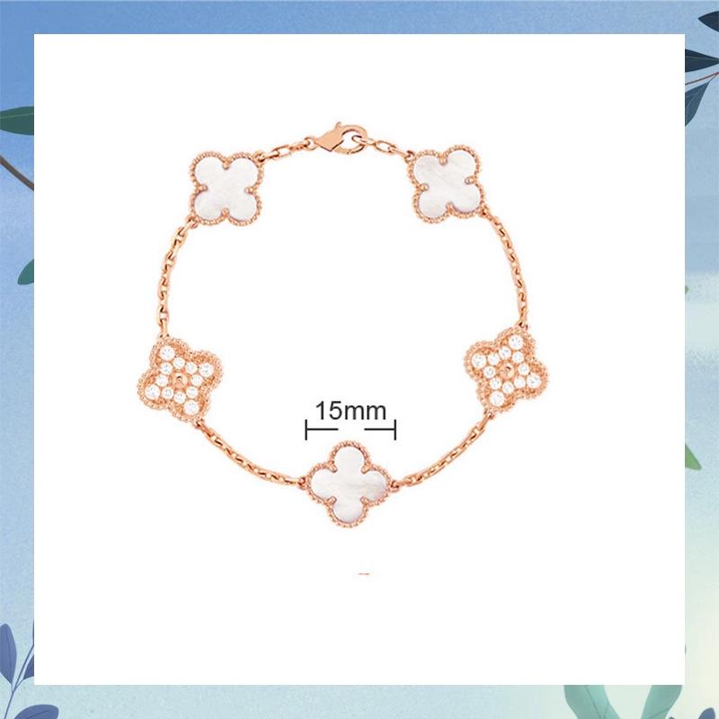 Clover Bracelet CNC Buckle Thick Chain Rose Gold Red Agate Black Agate Lucky Bracelet for Women