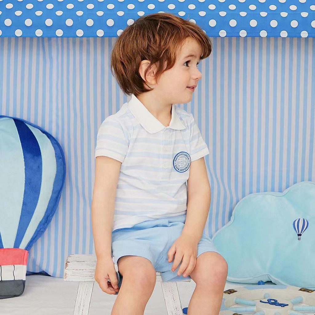 David Bella Boys' Gentleman Set Summer Baby British Style Boys' Sports Two Piece Set