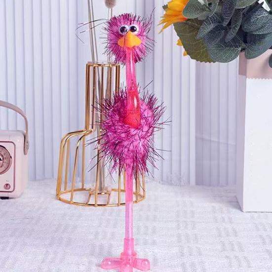 Penne Peluche Cartone Animato Struzzo Penne a Sfera in Plastica, Penna Divertente Autoportante, Punta 0,5 mm, Accessori Decorativi da Tavolo Scrittura Pelosa