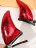 2 Stück Rote Teufelshörner Haarspangen Dämon Alligator-Klammern Glitzer Haarspange Halloween Kleid Cosplay Kostüm Zubehör