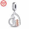925 Silver Mother Daughter Best Friend Pendant Beads Fits Bracelet DIY Birthday Mother's Day Jewelry Gift