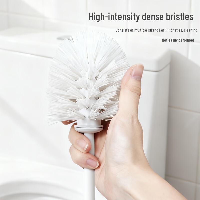 White Long Handle Toilet Brush with Base