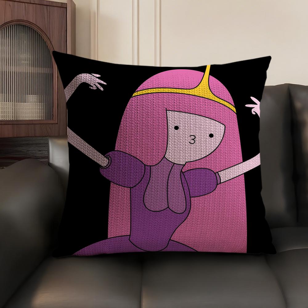 Cartoon A-Adventure Time Cushion Cover Natural Linen Organic Fabric Double-Sided Printing Sofa Home Decor Gift Pillow Case