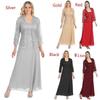 Novo Cardigan de renda feminino e saia longa de chiffon, duas peças, moda feminina, vestido longo de chiffon, vestido de mãe do noivo com renda, manga comprida