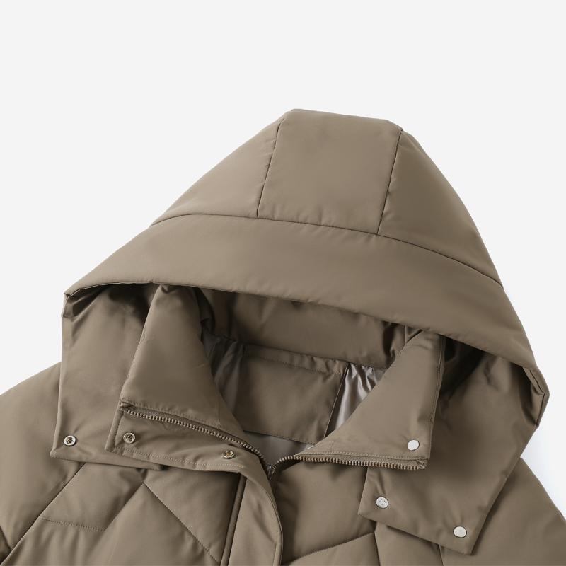 Dámské zimní kabáty středního věku s kapucí ve velkých velikostech svrchní oděvy volné elegantní dlouhé parky tlusté teplé dámské bundy