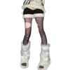 Aquecedor de Pernas de Pele Sintética, Aquecedor de Pernas Fofo Quente Cobertura de Cano de Bota para Fantasias de Festa Meias Leggings Femininas Outono Inverno bola de pelo branca 40CM