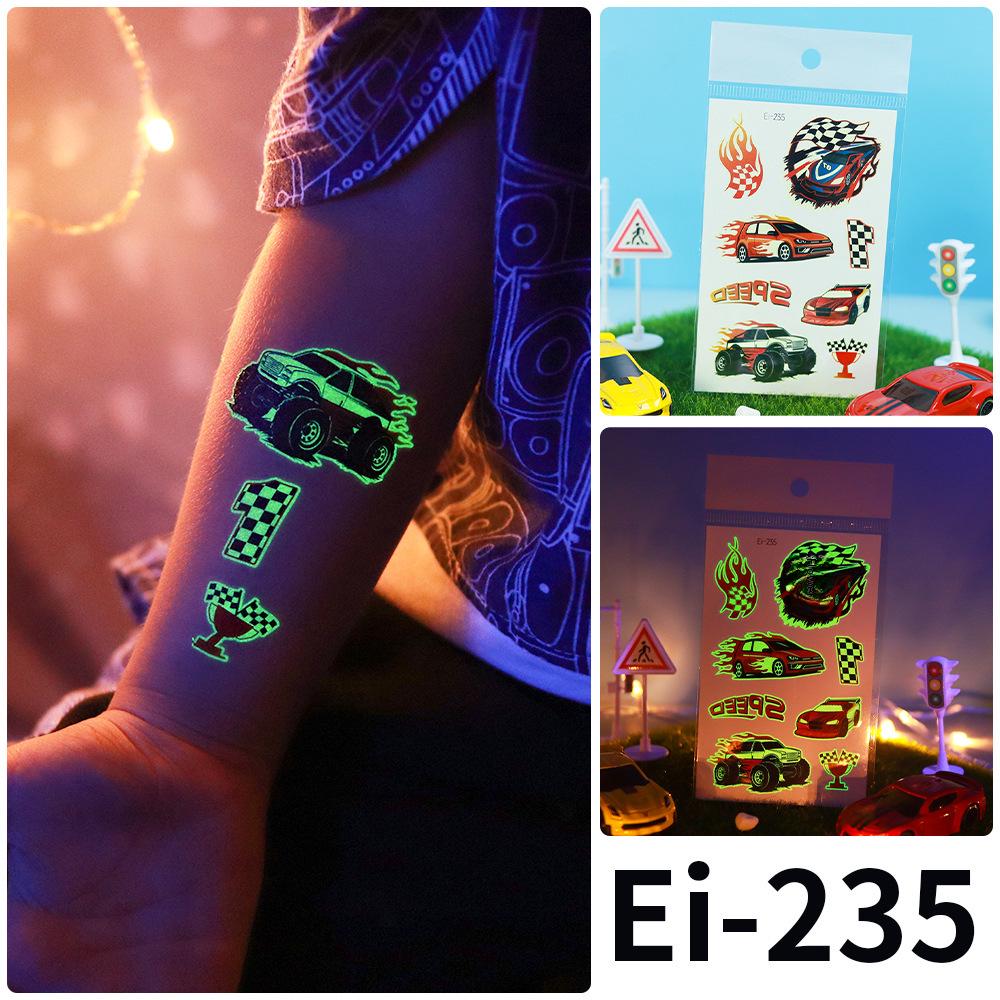 Rekalong Luminous Waterproof Racing Car Tattoo Stickers for Night Parties