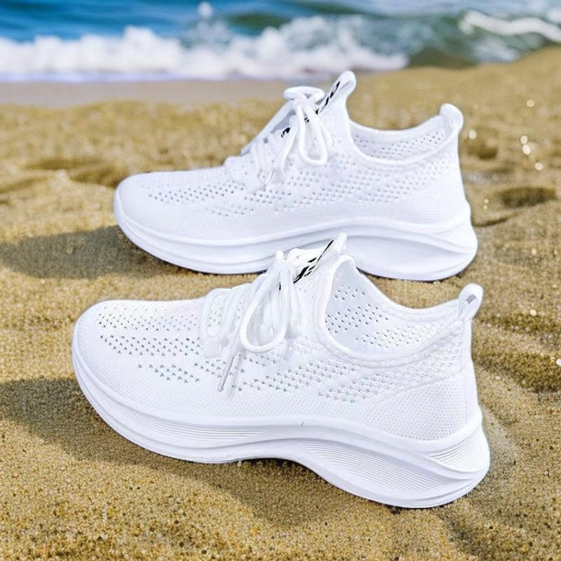 

Летние сетчатые туфли, женские повседневные кроссовки с мягкой подошвой, нескользящие, дышащие 40 белый
