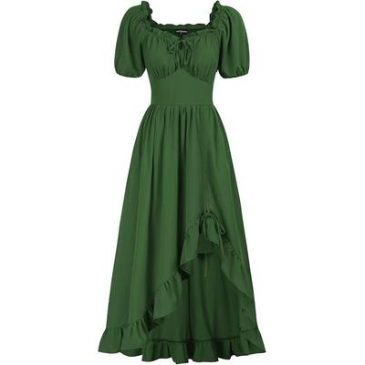 Renaissance Dress Women Cottagecore Corset Dress Ruffle Maxi Dress with Pockets