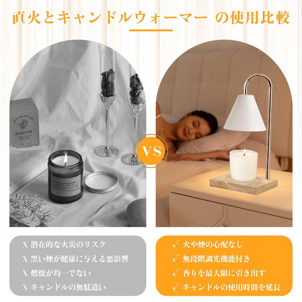 SinRenn Candle Warmer Lamp, Compatible with Two GU10 Bulbs, Stepless Dimming, Ambient Lighting, Aromatherapy Candle Warmer, PSE Certified, Home