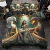 3 stk Hvid & Sort Drager Holder Jorden Sengetøjssæt 3D Printet Fantasy Dynebetrækssæt med Pudebetræk til Soveværelse