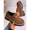 Round Toe Slip-On Loafers for Women – Large-Size Chunky Sole Shallow Opening Shoes, New Autumn/Winter Casual Flat Footwear
