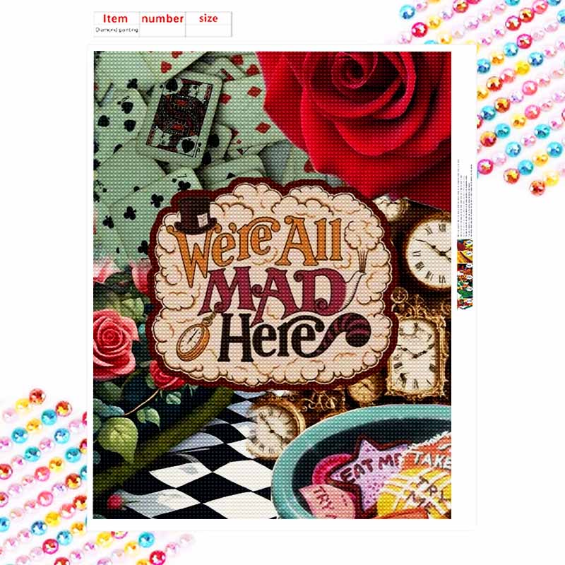 Disney Diamond Painting 5D DIY Alice Wonderland Mad Hatter Diamond Painting Kit Adult/Beginner Gift Idea Home Decor