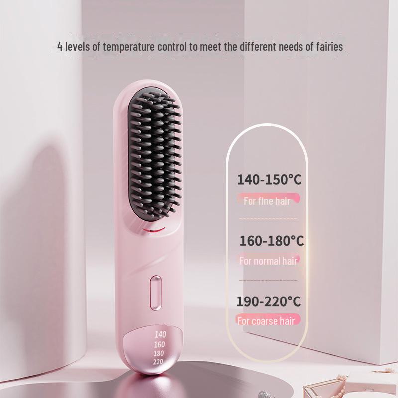 Compact Wireless Hair Straightening Comb with Negative Ion Technology