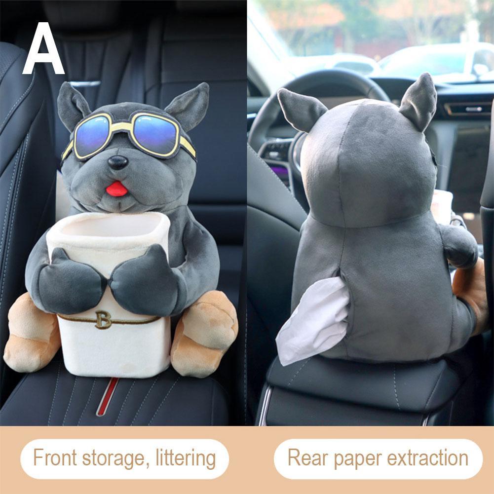 Car Creative Tissue Boxes Corgi Cloth Doll 2-in-1 Tissue Box Auto Decoration Storage Automobile Trash Can Car Tissue Holder 2025