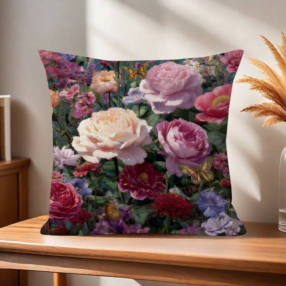 Vintage Floral Art Flower  Pillowcases Home Bedding Decorative Pillow Cover Wedding Super Soft Pillow Case
