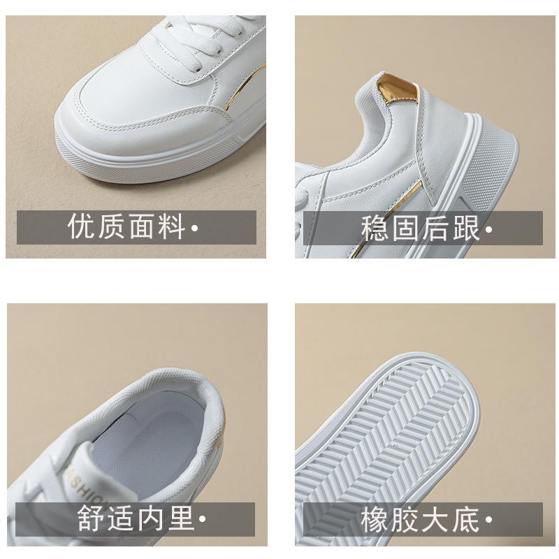 Foreign trade large size women's shoes fashion white shoes spring leather sports board shoes women's 2025 white versatile casual shoes