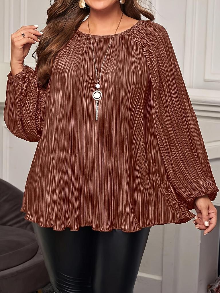 Wiosna/Lato 2025 Damska Luźna Perłowa Plisowana Bluzka z Długim Rękawem w Stylu Europejskim i Amerykańskim