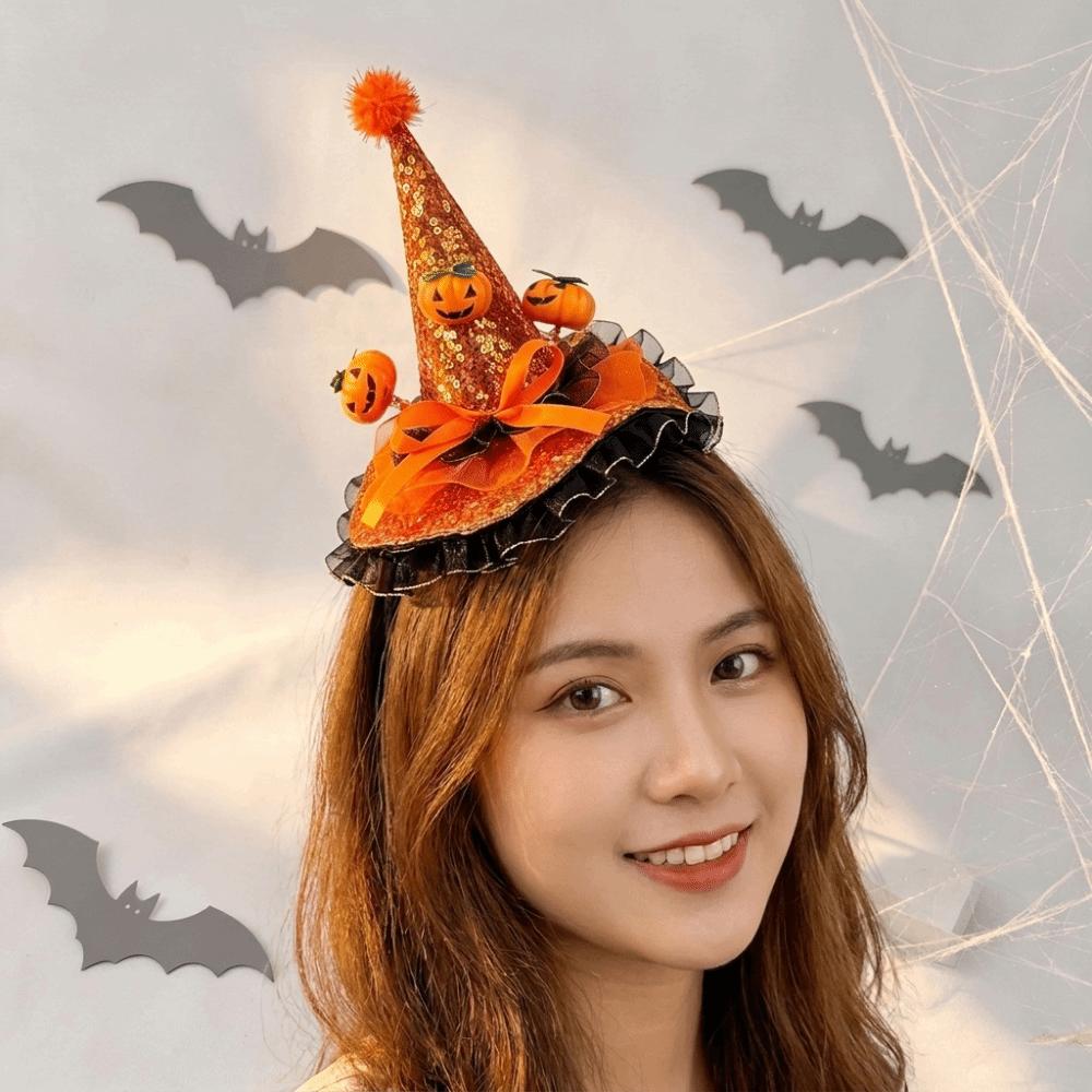 Flower Halloween Party Hair Band Bow Halloween Headband Funny Halloween Witch Hat Hair Hoop Kids