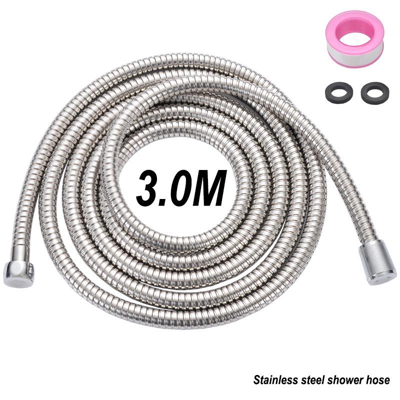 European & Japanese Style High-Pressure Shower Hose: 1.5-2m, Cold/Hot Water, Copper Cap, Stainless Steel, Double Buckle