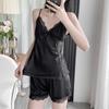 Ice and snow silk sexy suspender pajamas women's pure desire wind loungewear set chest pad suspender shorts exquisite pajamas gather