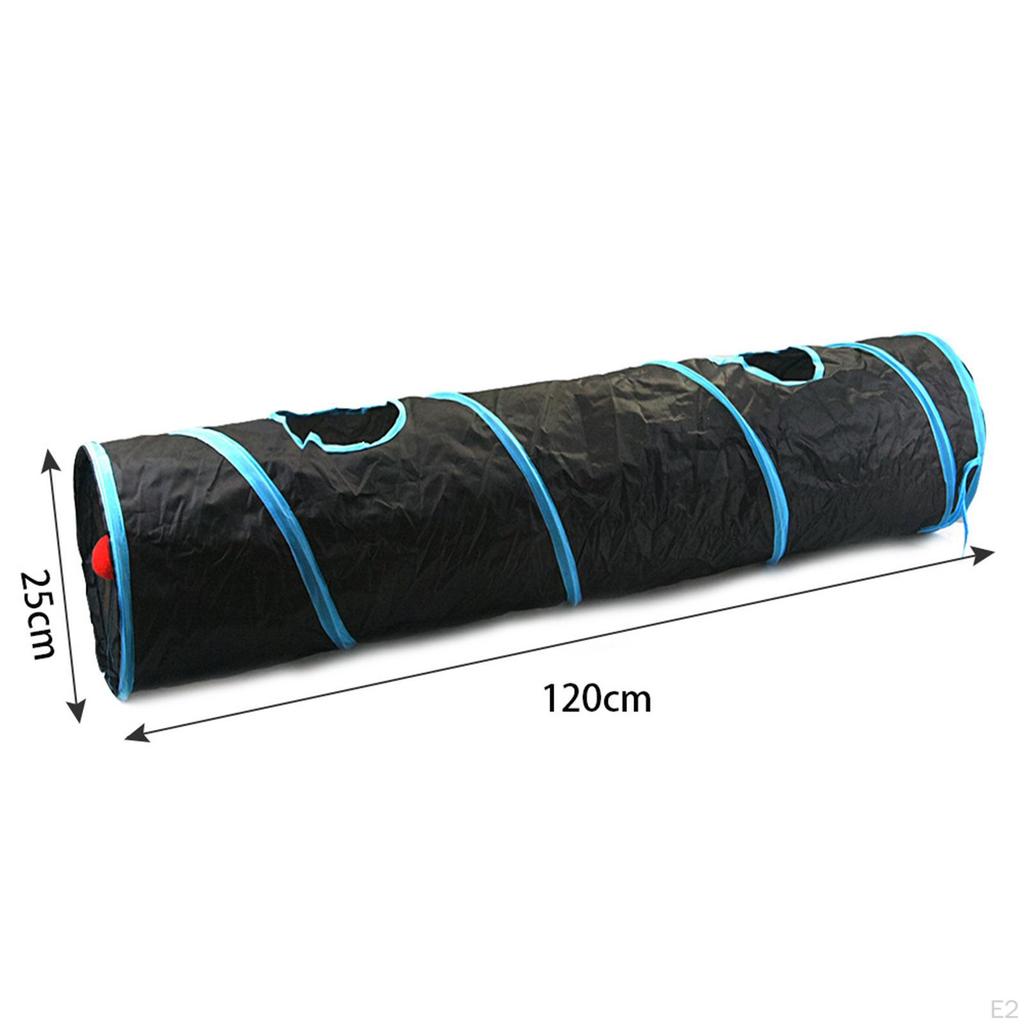 Cat Tunnel Pet Crawl Tube Portable Tunnels with Toy Ball Crinkle Playing Tent Cats Interactive
