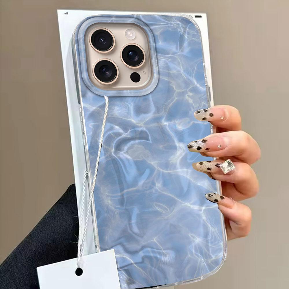 Water Wave Texture Butterfly Flower Girl Phone Case for Iphone 16 15 14 7 8 Plus 13 11 12 Pro Max X XS XR SE 2022 2020 16e Cover