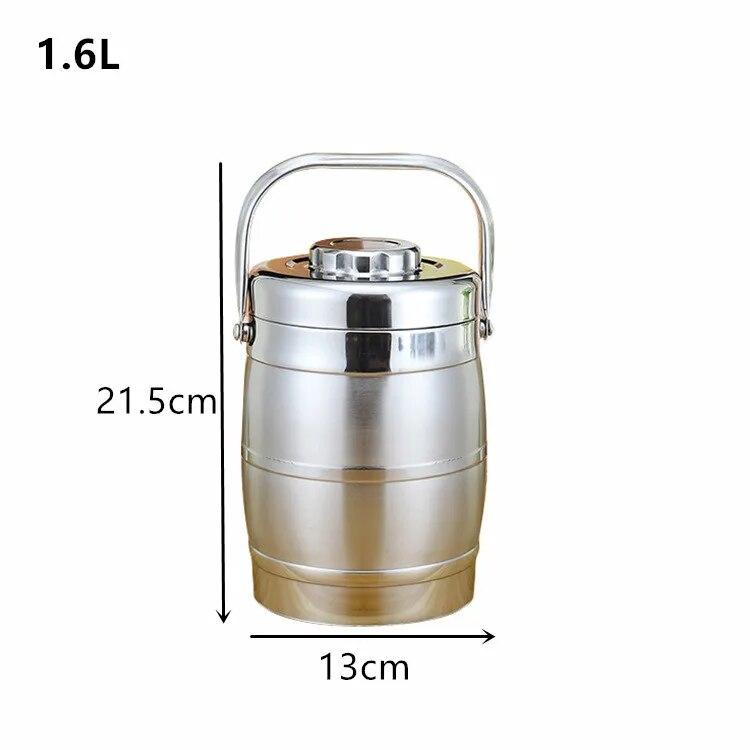 

Двухслойный вакуумный ланч-бокс для пикника из нержавеющей стали, горшок для сохранения тепла 1.6L серебряный