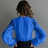 Damen Casual Bluse mit Spitzenbesatz, Puffärmeln und Falten für den Alltag