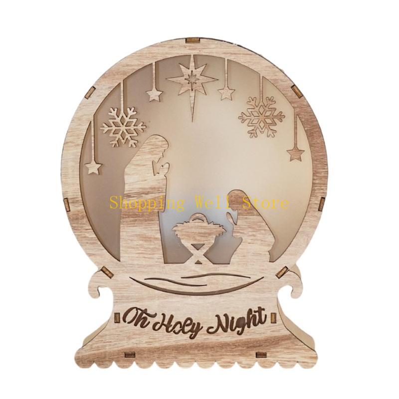 KX4B Nativity Scene LED Light Decoration Winter Holiday Party Centerpieces