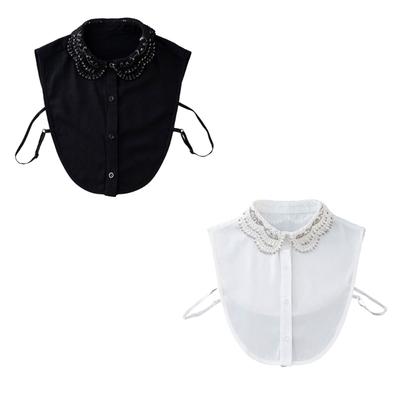 Detachable False Collar Shirts Fashion Faux Collar Half Shirt Blouse Rhinestones and Beads Decoration for Women