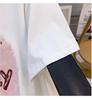 Women's Plus Size V-Neck Loose Fit Mid-Length Short-Sleeve T-Shirt (200/300/350 Jin)