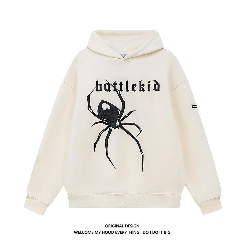 Black Spider Hooded Sweater Loose Couple Coat Tide